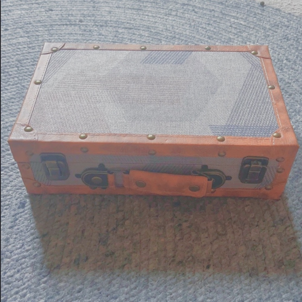 ♡ canvas and leather geo pattern mini suitcase ♡